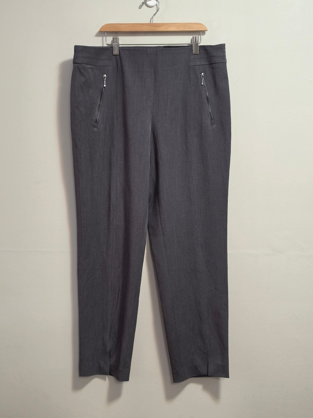 Melanie Lyne AMBER Tailored Fit Slim Ankle Leg High Rise Gray with Zip Pockets